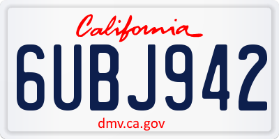 CA license plate 6UBJ942