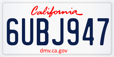 CA license plate 6UBJ947