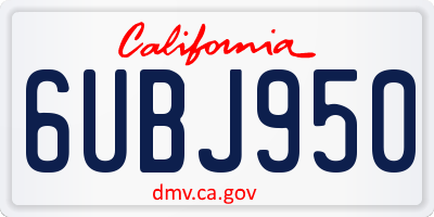 CA license plate 6UBJ950