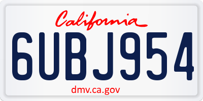 CA license plate 6UBJ954