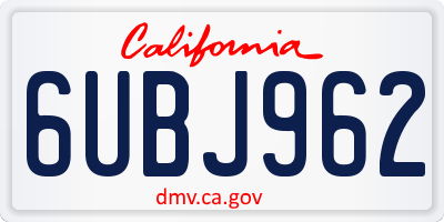 CA license plate 6UBJ962