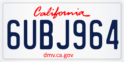 CA license plate 6UBJ964