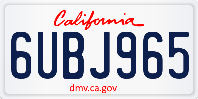 CA license plate 6UBJ965