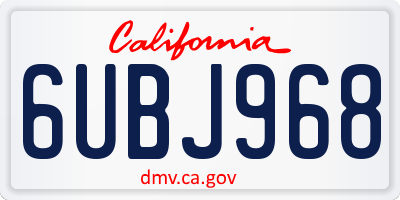 CA license plate 6UBJ968