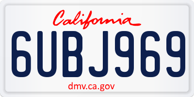 CA license plate 6UBJ969