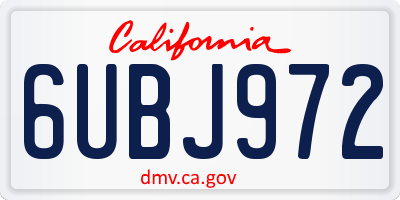 CA license plate 6UBJ972