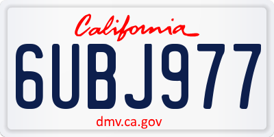 CA license plate 6UBJ977
