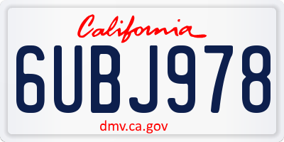 CA license plate 6UBJ978