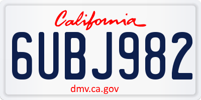 CA license plate 6UBJ982