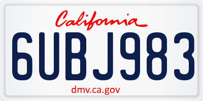 CA license plate 6UBJ983