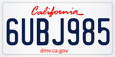 CA license plate 6UBJ985
