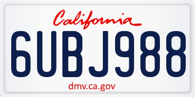 CA license plate 6UBJ988