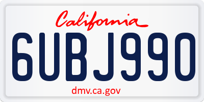 CA license plate 6UBJ990