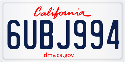 CA license plate 6UBJ994