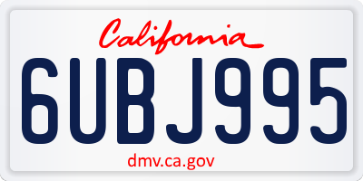 CA license plate 6UBJ995