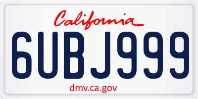 CA license plate 6UBJ999