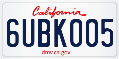 CA license plate 6UBK005