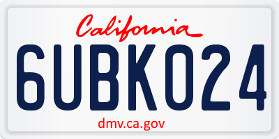 CA license plate 6UBK024