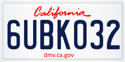 CA license plate 6UBK032