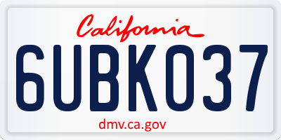 CA license plate 6UBK037