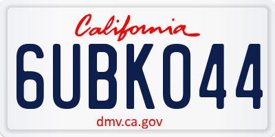 CA license plate 6UBK044