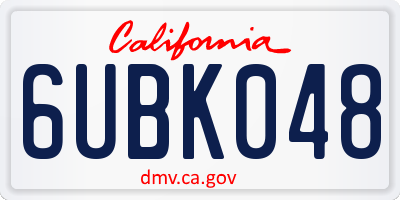 CA license plate 6UBK048