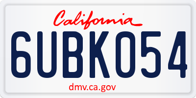 CA license plate 6UBK054