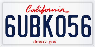 CA license plate 6UBK056