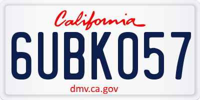 CA license plate 6UBK057