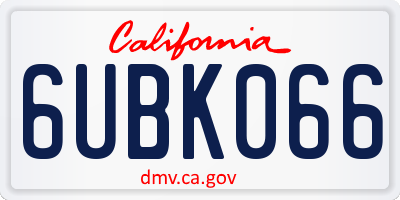 CA license plate 6UBK066