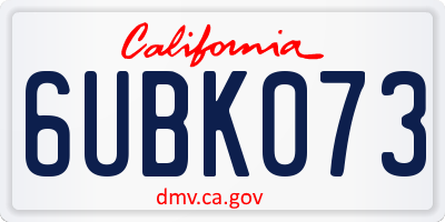 CA license plate 6UBK073