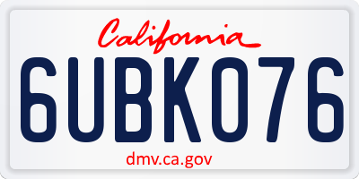 CA license plate 6UBK076