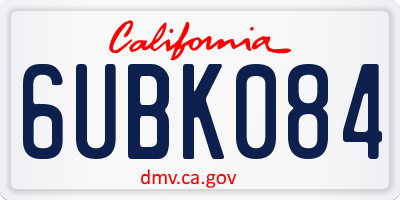CA license plate 6UBK084