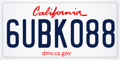 CA license plate 6UBK088