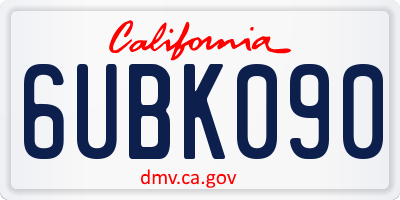 CA license plate 6UBK090
