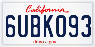 CA license plate 6UBK093