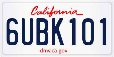 CA license plate 6UBK101