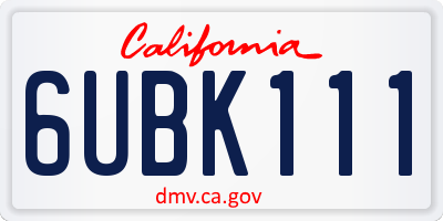 CA license plate 6UBK111