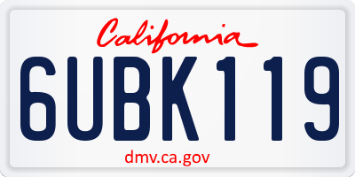 CA license plate 6UBK119