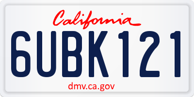 CA license plate 6UBK121