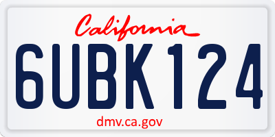 CA license plate 6UBK124