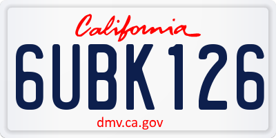 CA license plate 6UBK126
