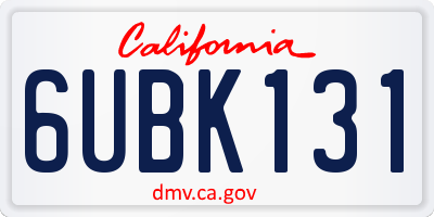 CA license plate 6UBK131