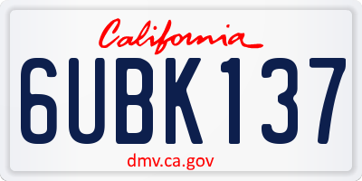 CA license plate 6UBK137