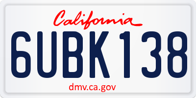 CA license plate 6UBK138