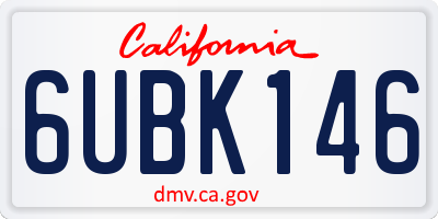 CA license plate 6UBK146