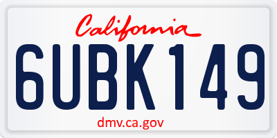 CA license plate 6UBK149