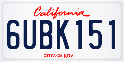 CA license plate 6UBK151