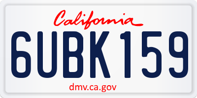 CA license plate 6UBK159
