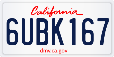 CA license plate 6UBK167